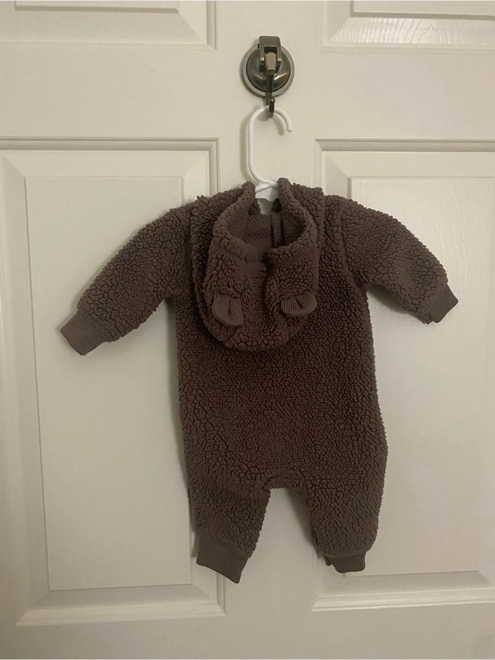 Carter's Taupe Teddy Sherpa Hooded One-Piece